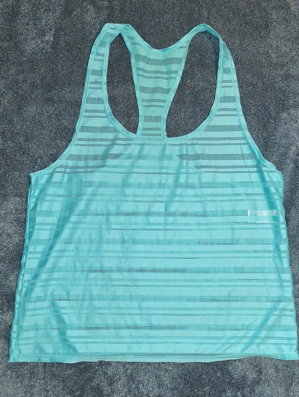 Source Unknown Aqua Striped Racerback Tank